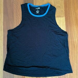 Splits 59 Black Sleeveless Top with Blue Trim